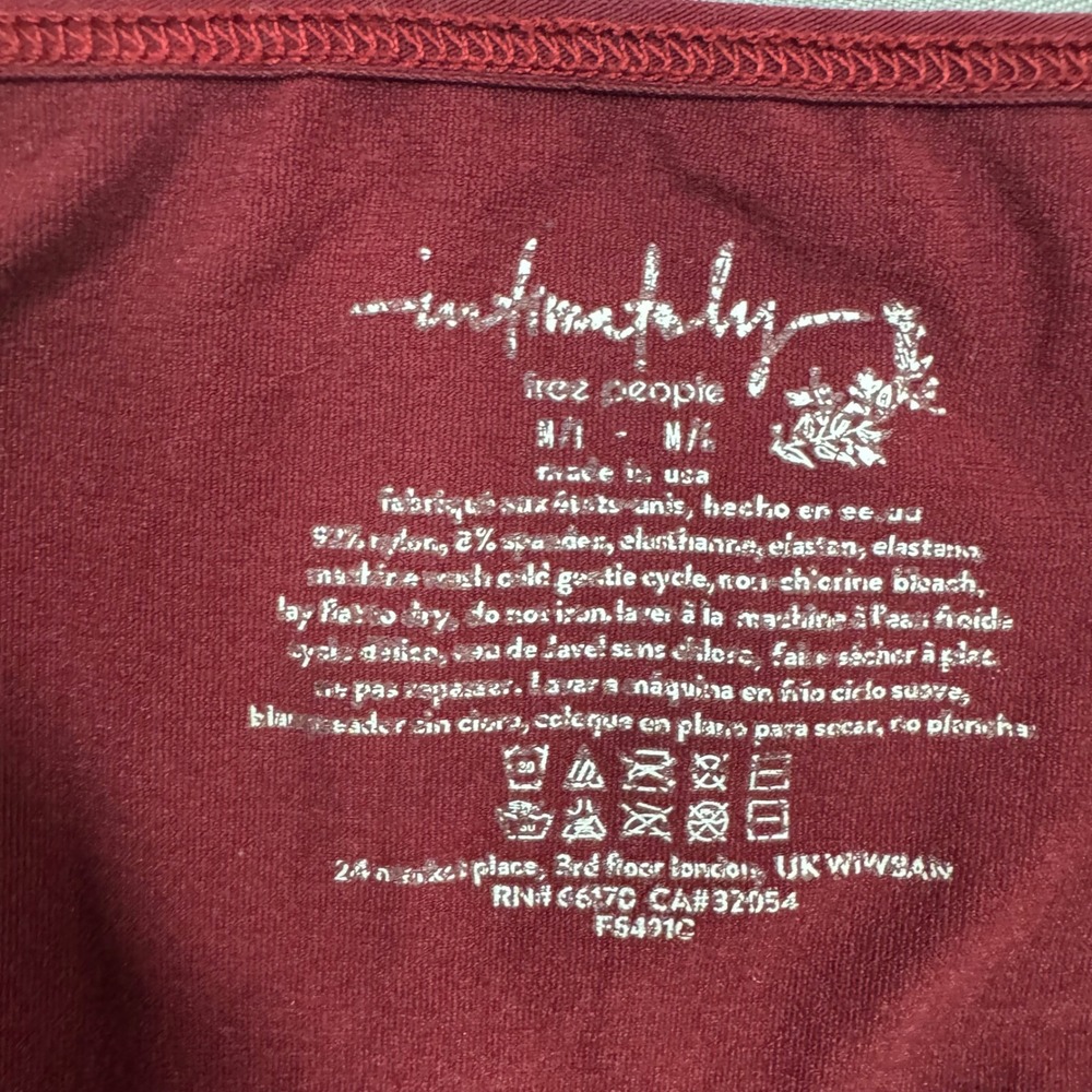 Intimately Free People Brami Cami Tank Top Burgundy Cropped M/L Skinny Strap - Picture 5 of 5